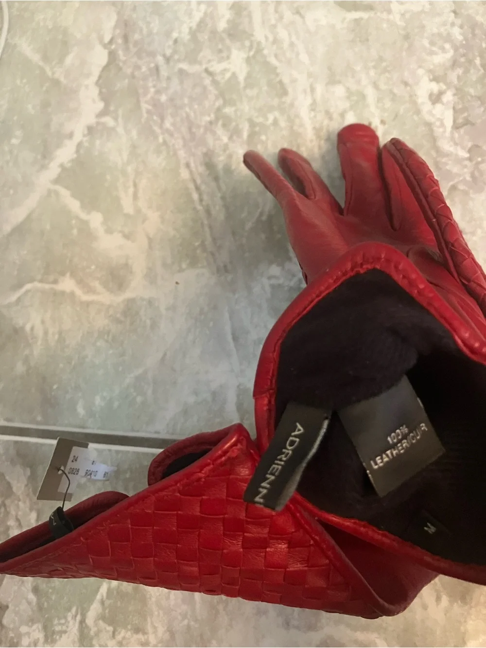 Adrienne Vittadini Red Woven Leather Gloves size M